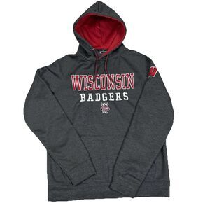 Wisconsin Badgers Dark Gray Pullover Hoodie Mens M Medium Stadium Athletics